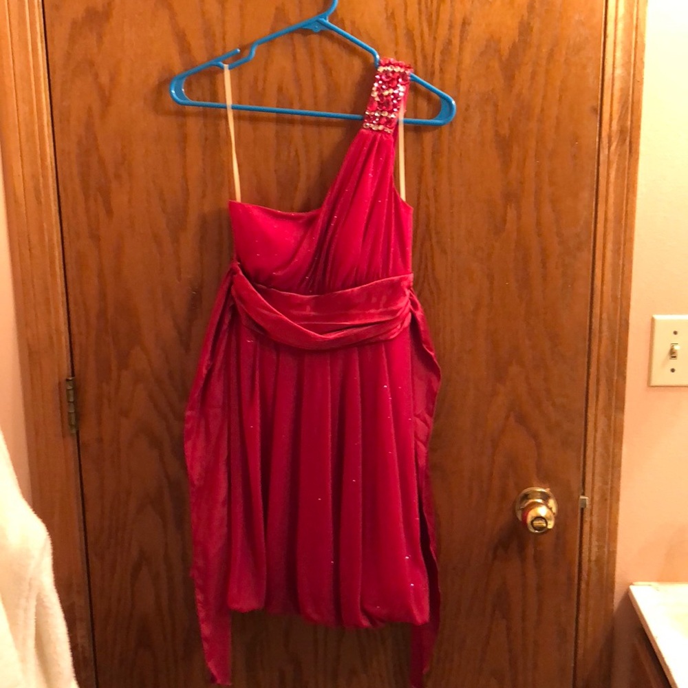 Pink sparkly one shoulder Dress